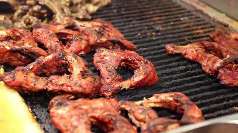 Marinated chicken on the grill