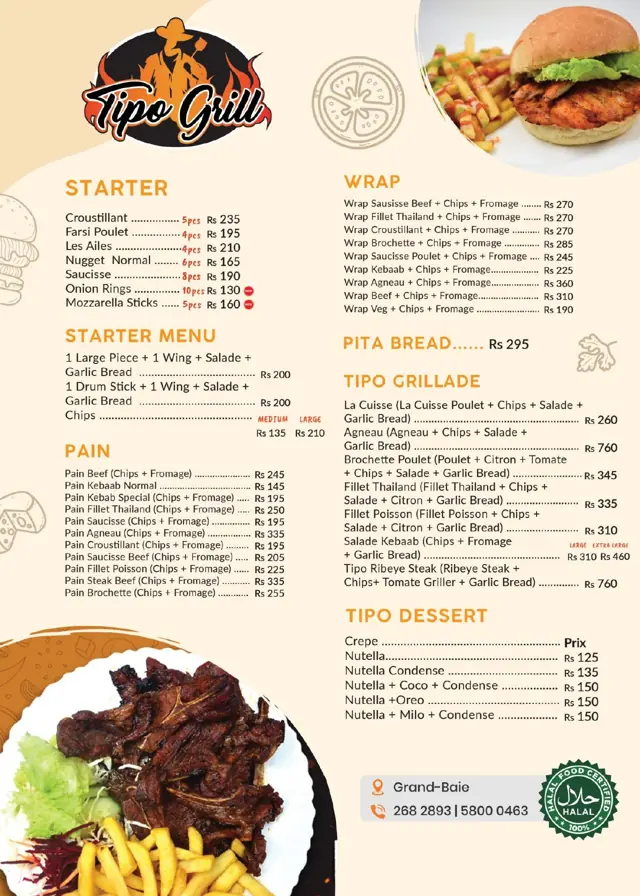 Tipo Grill Grand Baie menu page 1